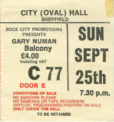 Gary Numan Sheffield Ticket 1985